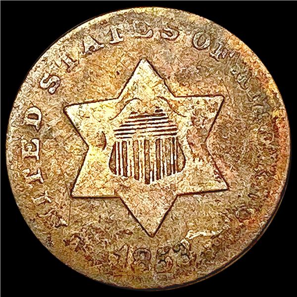 1853 Silver Three Cent NICELY CIRCULATED