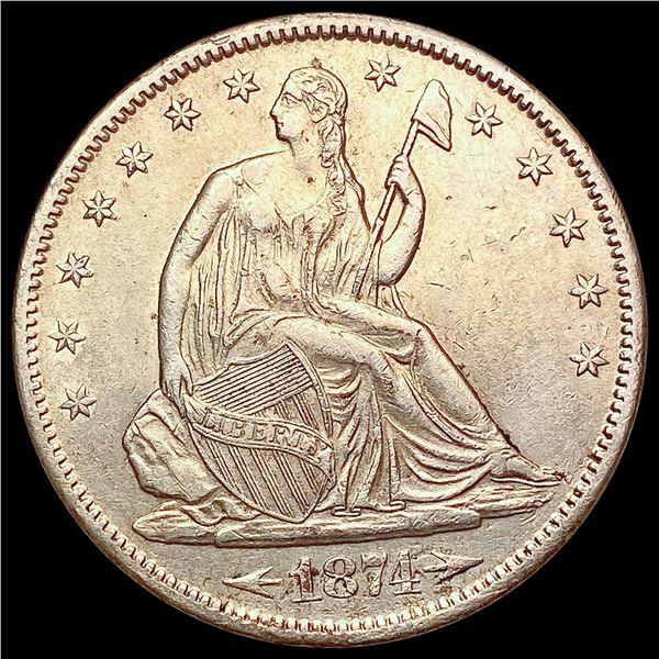 1874-S Arrows Seated Liberty Half Dollar CLOSELY UNCIRCULATED