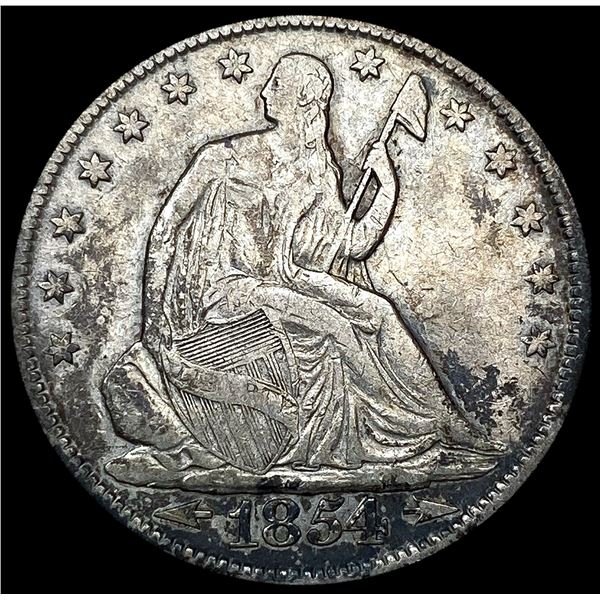 1854 Arws Seated Liberty Half Dollar LIGHTLY CIRCULATED