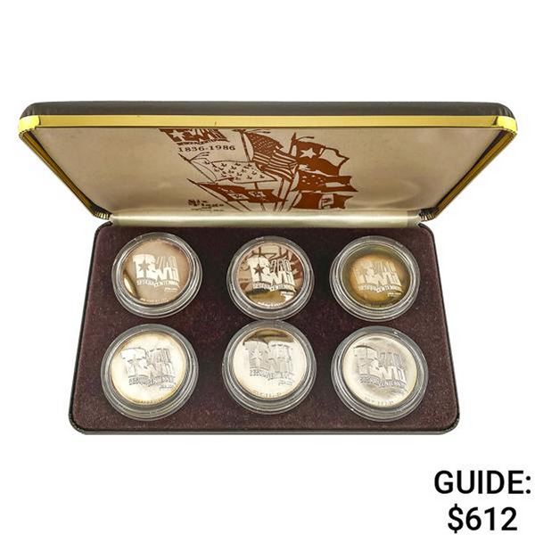 1986 Vintage Six Flags Over Texas Silver Round Set [6 Coins]