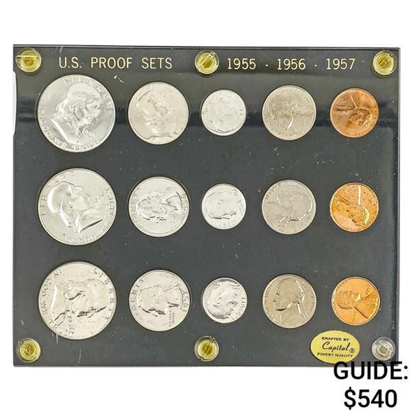 1955-1957 US Proof Set Collection [15 Coins]