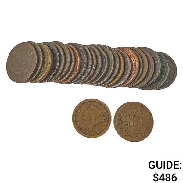 1816-1850 Varied Date Large Cent Collection [27 Coins]