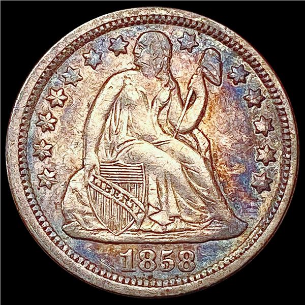 1858 Seated Liberty Dime CHOICE AU