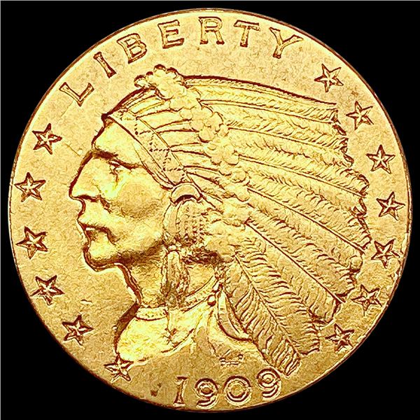 1909 $2.50 Gold Quarter Eagle CLOSELY UNCIRCULATED