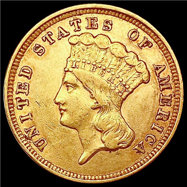 1854 $3 Gold Piece CLOSELY UNCIRCULATED