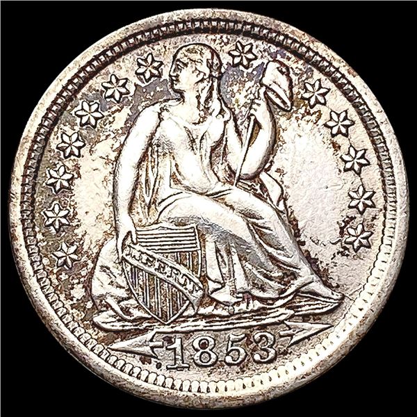 1853 Arrows Seated Liberty Dime CLOSELY UNCIRCULATED