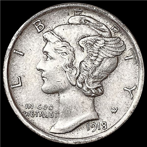 1918-D Mercury Dime NEARLY UNCIRCULATED