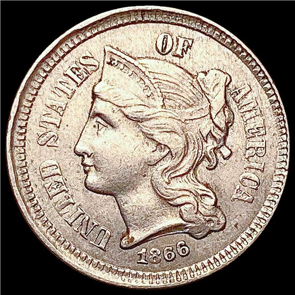 1866 Nickel Three Cent CLOSELY UNCIRCULATED