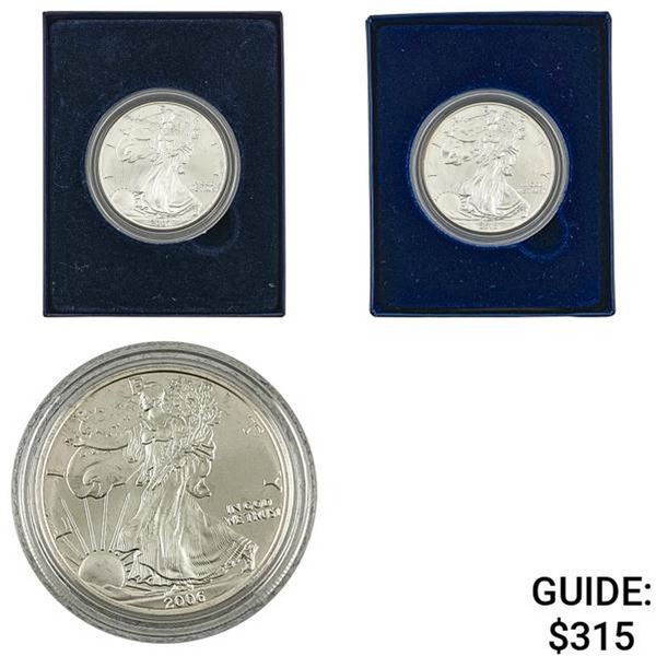 2006-2013 American Silver Eagle Lot [3 Coins]