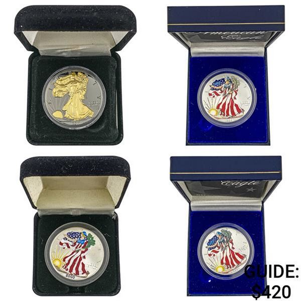 1999-2017 Colored American Silver Eagle Lot [4 Coins]
