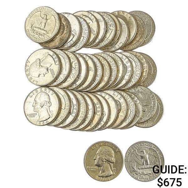 1963 Gem BU Roll of Washington Quarters [40 Coins]