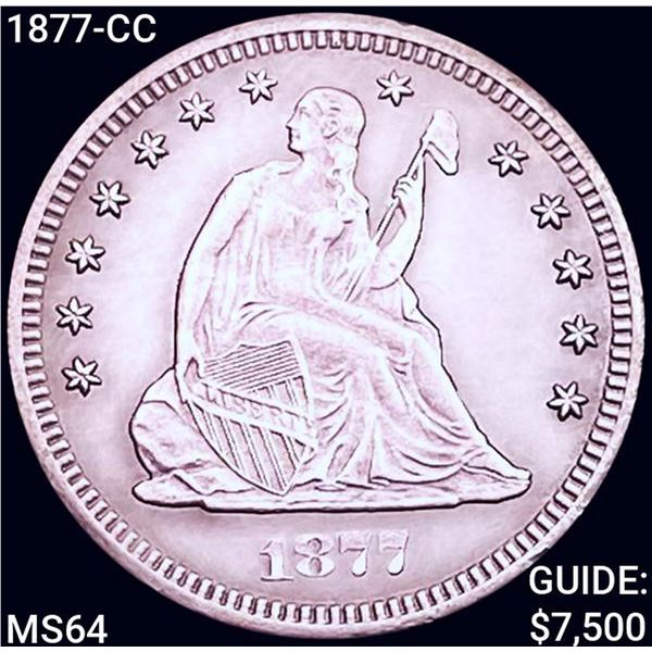 1877-CC Seated Liberty Quarter CHOICE BU