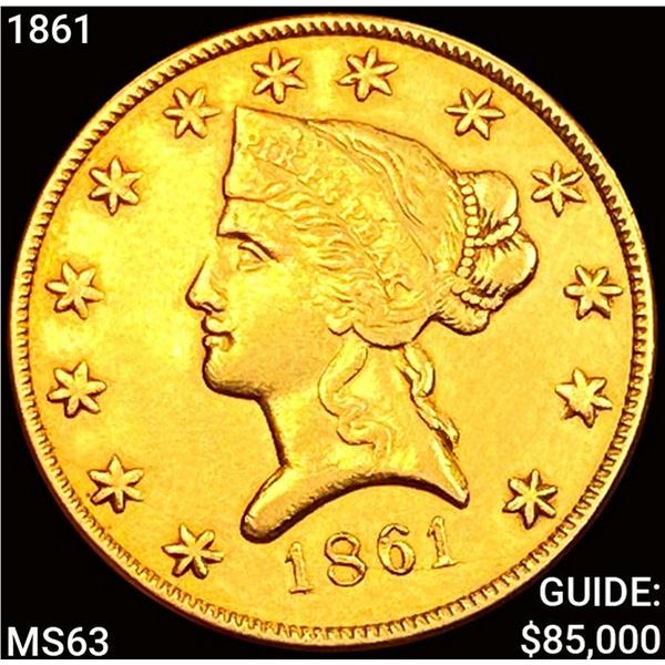 1861 Clark & Gruber Co $10 Gold CHOICE BU