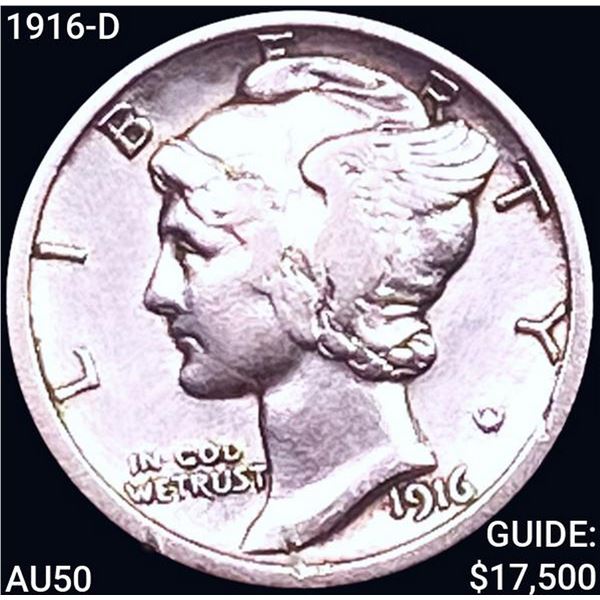 1916-D Mercury Dime CLOSELY UNCIRCULATED