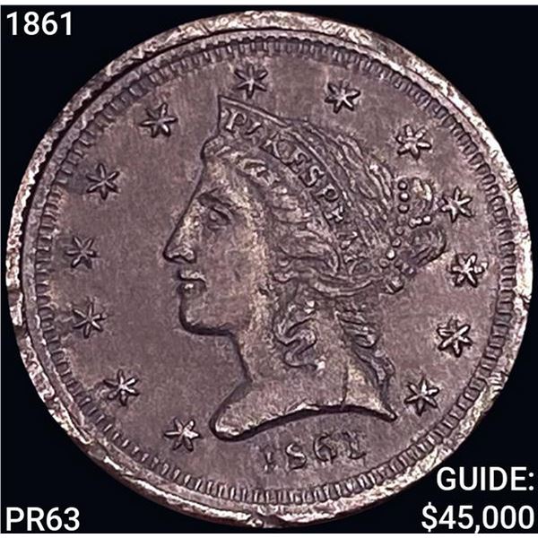 1861 White Metal $5 Clark Gruber K-10 CHOICE PROOF