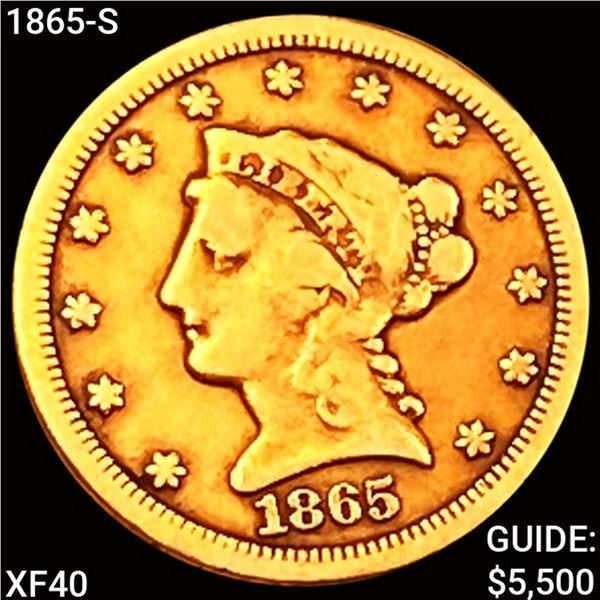 1865-S $2.50 Gold Quarter Eagle NEARLY UNCIRCULATED