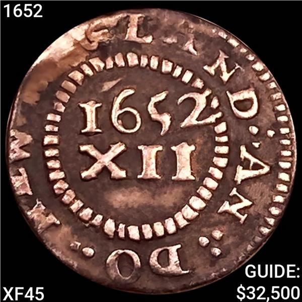 1652 Pine Tree Shilling NEARLY UNCIRCULATED