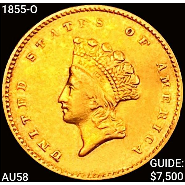 1855-O Rare Gold Dollar CHOICE AU