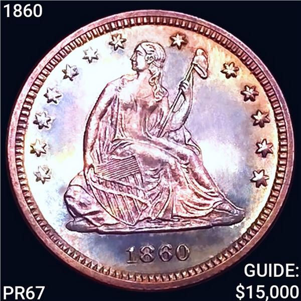 1860 Seated Liberty Quarter SUPERB GEM PROOF