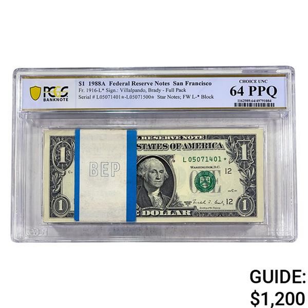 1988A $1 Federal Reserve Notes-San Francisco PCGS 64PPQ