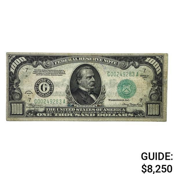 1934A $1000 U.S. FRN - Chicago Very Fine+