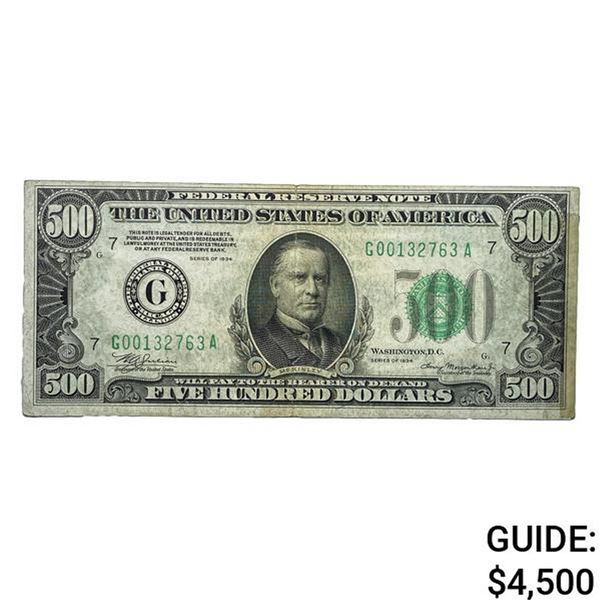 1934 $500 U.S. FRN - Chicago Very Fine