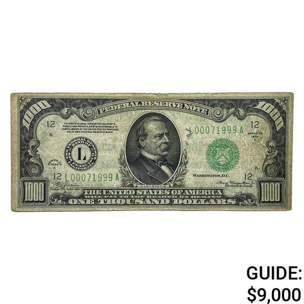 1934A $1000 U.S. FRN - San Francisco Very Fine