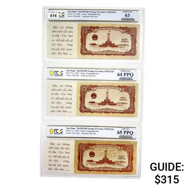 [3] 1958 M Viet Nam 1 Dong Propaganda Note PCGS 63-65