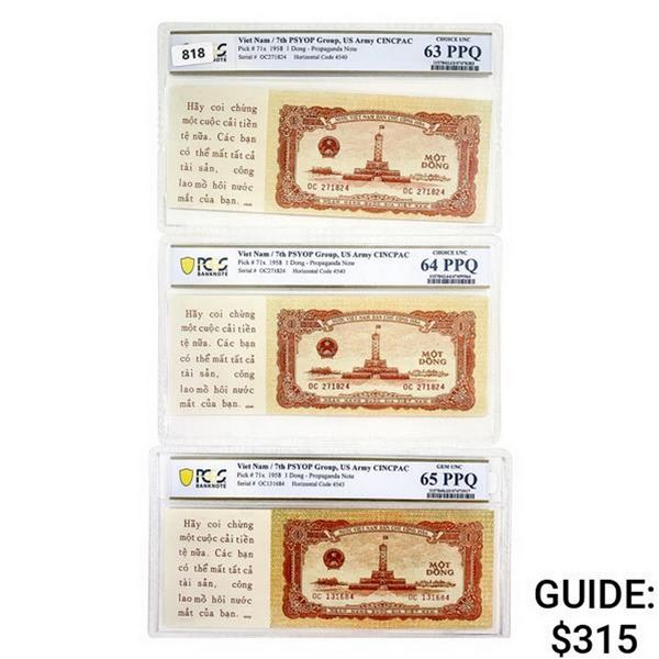 [3] 1958 M Viet Nam 1 Dong Propaganda Note PCGS 63-65