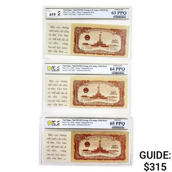[3] 1958 M Viet Nam 1 Dong Propaganda Note PCGS 63-65