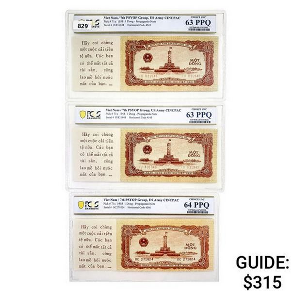 [3] 1958 M Viet Nam 1 Dong Propaganda Note PCGS 63/64