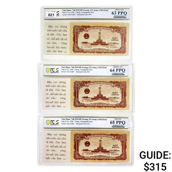 [3] 1958 M Viet Nam 1 Dong Propaganda Note PCGS 63-65