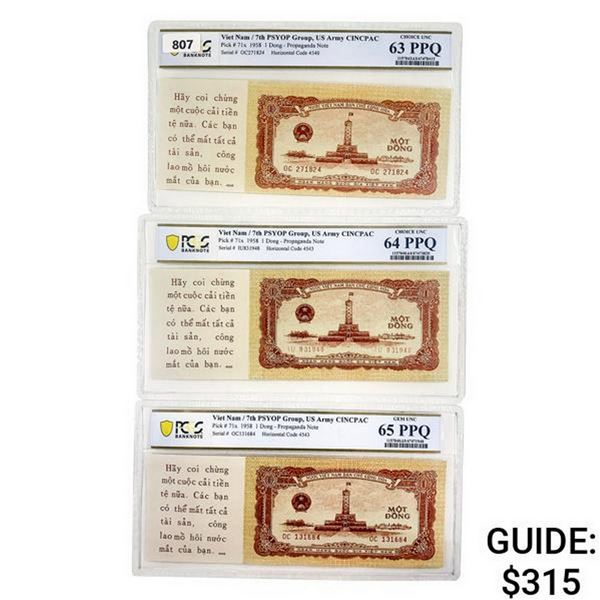 [3] 1958 M Viet Nam 1 Dong Propaganda Note PCGS 63-65