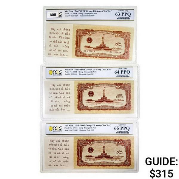 [3] 1958 M Viet Nam 1 Dong Propaganda Note PCGS 63-65