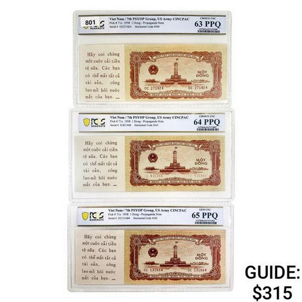 [3] 1958 M Viet Nam 1 Dong Propaganda Note PCGS 63-65