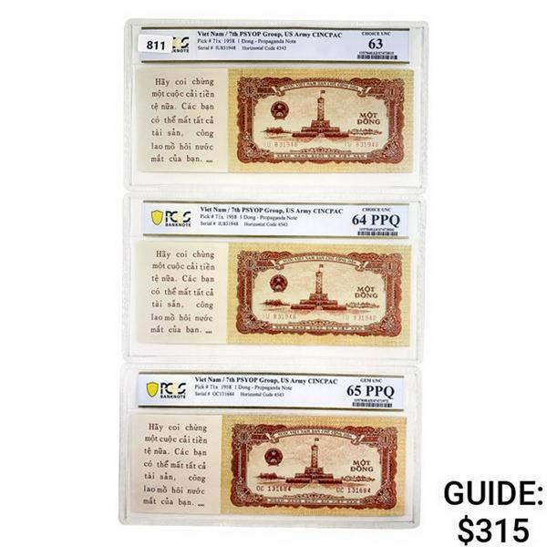 [3] 1958 M Viet Nam 1 Dong Propaganda Note PCGS 63-65