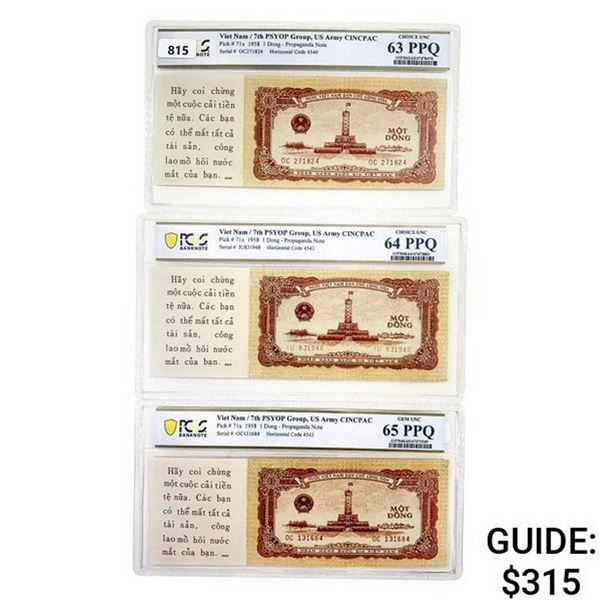 [3] 1958 M Viet Nam 1 Dong Propaganda Note PCGS 63-65