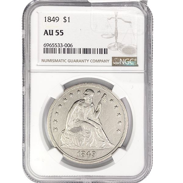 1849 Seated Liberty Dollar NGC AU55