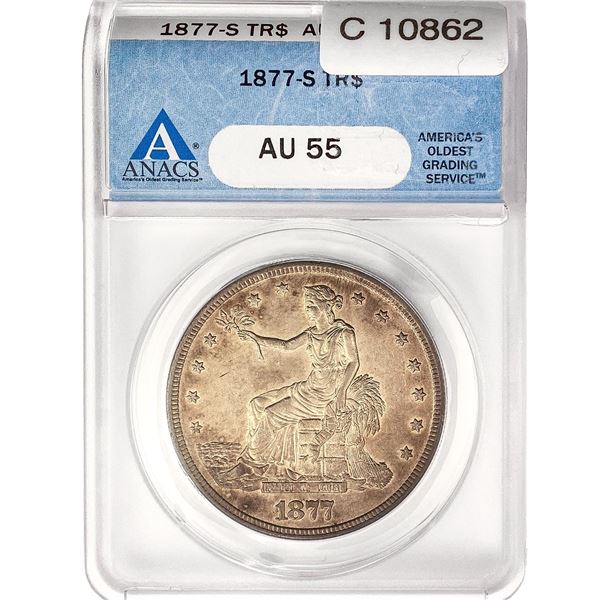 1877-S Silver Trade Dollar ANACS AU55