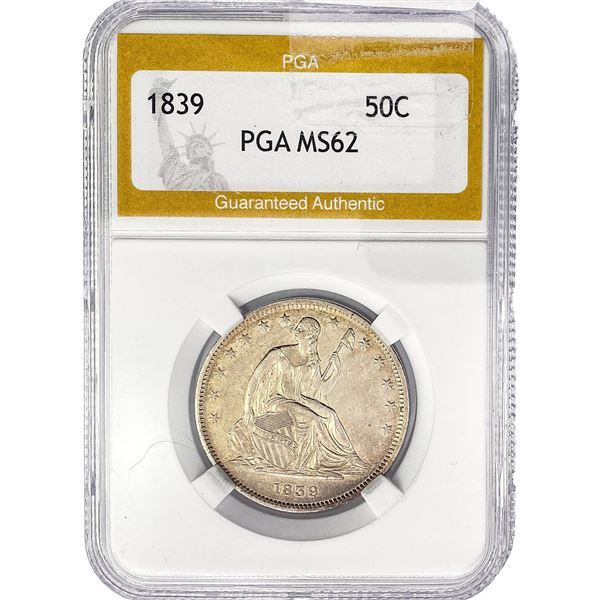 1839 Seated Liberty Half Dollar PGA MS62