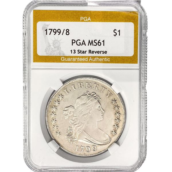 1799/8 13 Stars Draped Bust Dollar PGA MS61