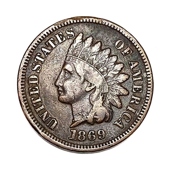 1869 Indian Head Cent ABOUT UNCIRCULATED