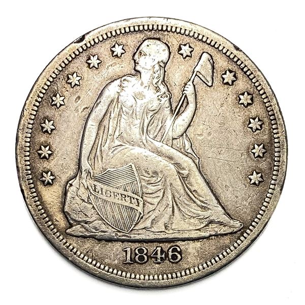 1846-O Seated Liberty Dollar NEARLY UNCIRCULATED