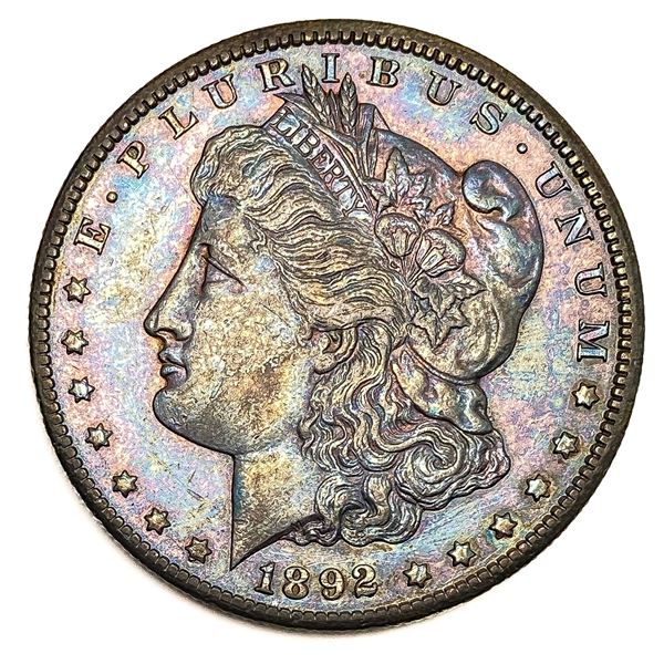 1892-CC Toned Morgan Silver Dollar CHOICE AU