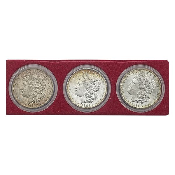 1882-1884 Gen BU Carson City Silver Dollar Set [3 Coins]