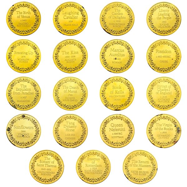 Ca. 1980 100 Greatest Masterpieces Electroplate Sterling Silver Medal Set 40oz [19 Coins]