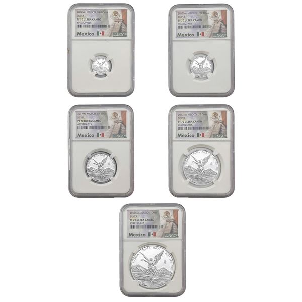 2017 Mexico 1/20oz-1oz Proof Silver Set [5 Coins] NGC PF70 DCAM