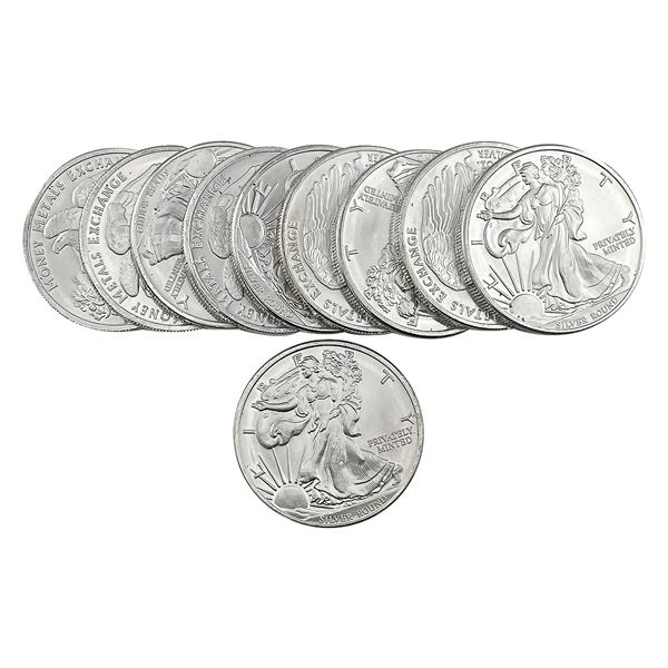 Gem BU 1oz Silver Rounds Lot of 10 [10 Coins]