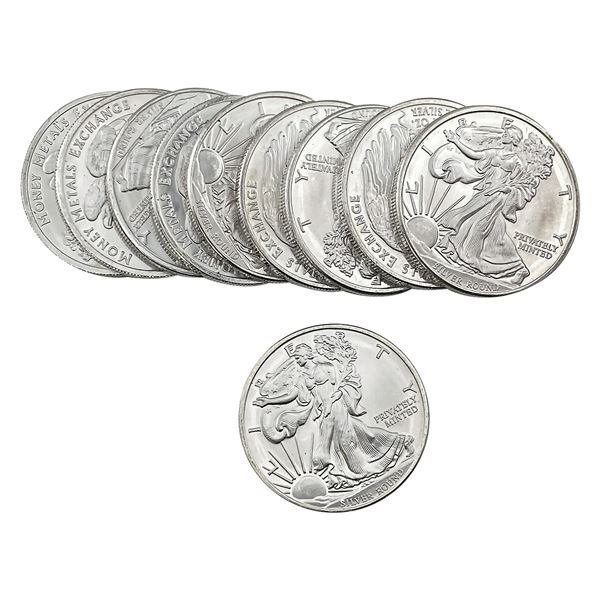Gem BU 1oz Silver Rounds Lot of 10 [10 Coins]