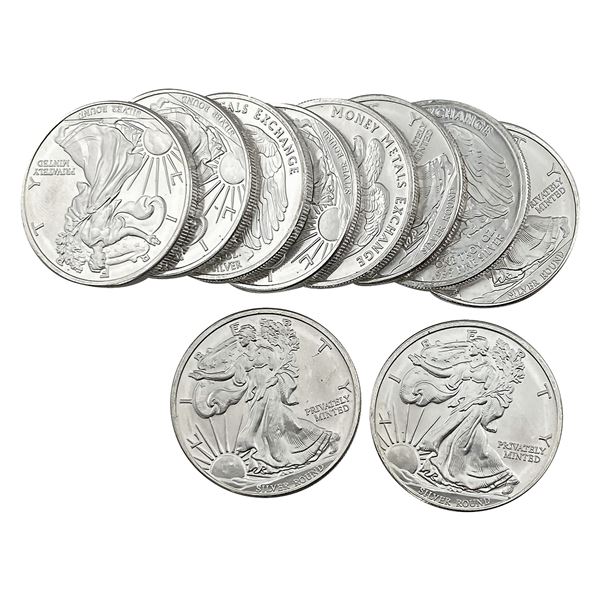 Gem BU 1oz Silver Rounds Lot of 10 [10 Coins]